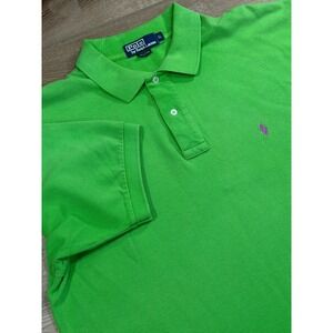 Polo Ralph Lauren Mens XL Kelly Green Pique Short Sleeve Polo Purple Pony Logo